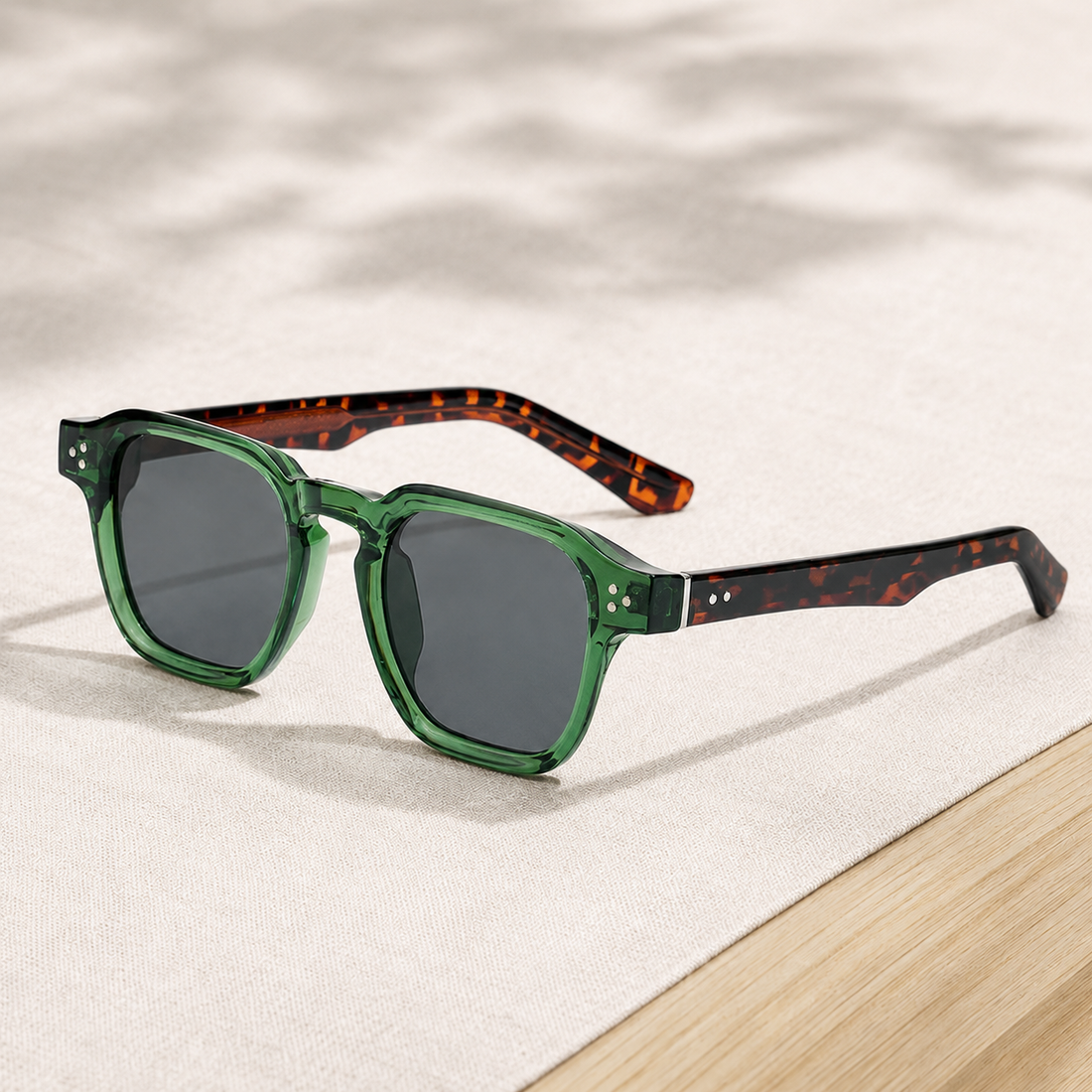 Orson Retro Sunglasses - Green Tortoiseshell