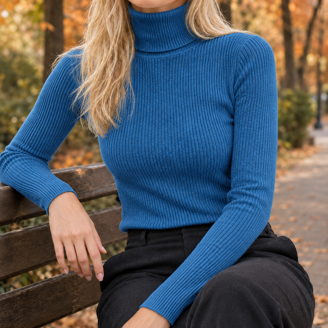 Perpetua-Rae Ribbed Sweater - Denim Blue