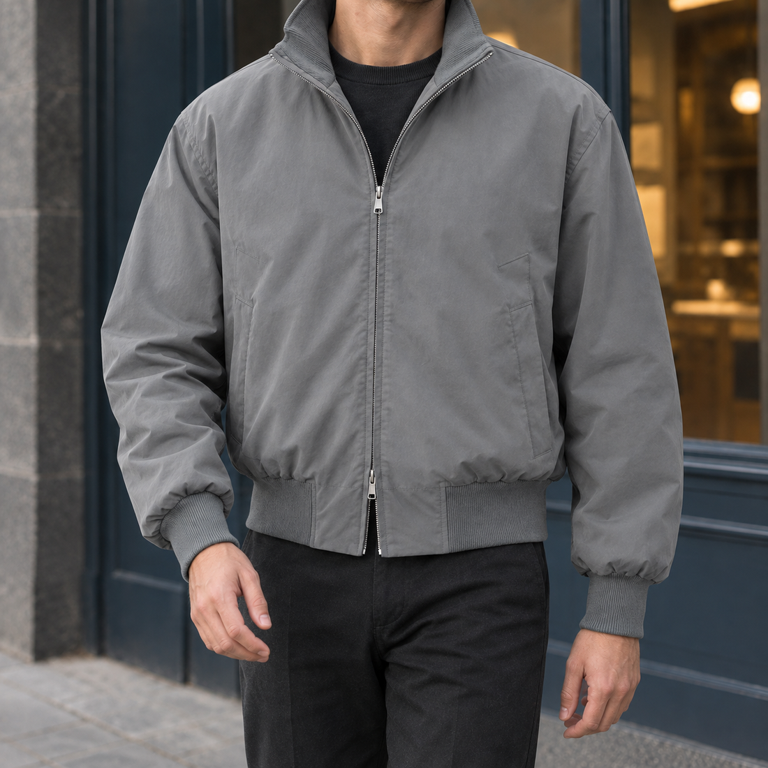 William Stand Collar Jacket - Gray