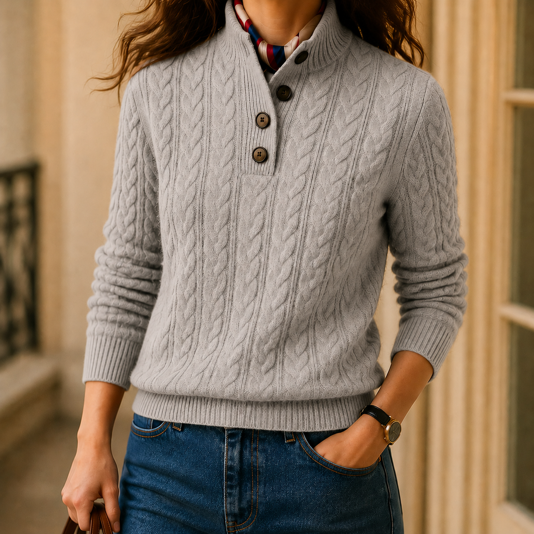 Fleur Cashmere Sweater - Gray