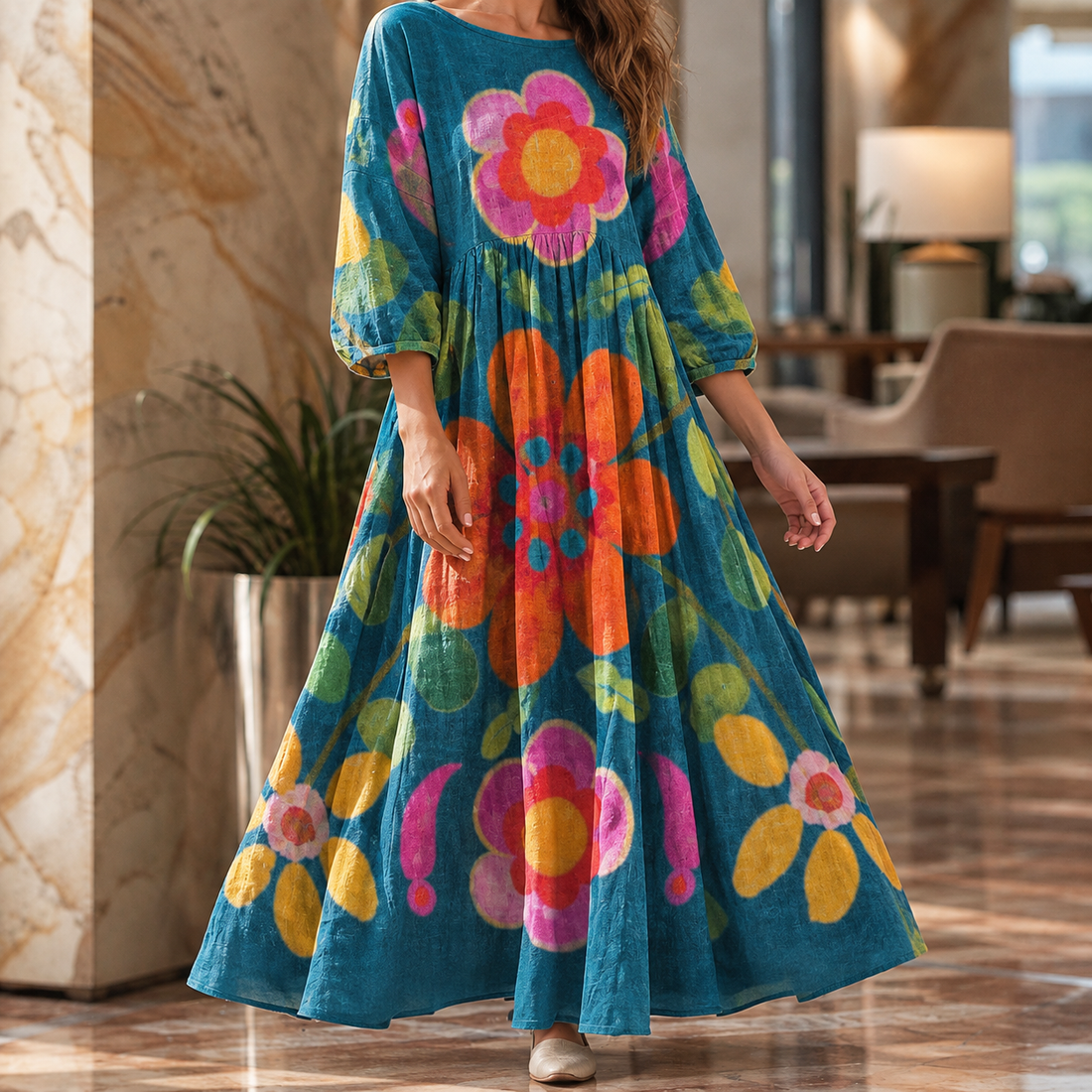 Tessa-Louise Gathered Maxi Dress - Lyqcc–tc34–015
