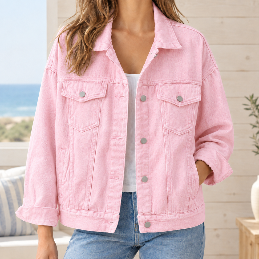 Griselda Relaxed Denim Overshirt - Pink