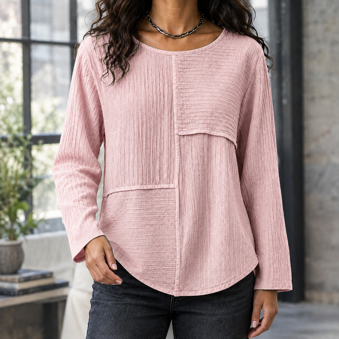 Rachel Panelled Top - Pink