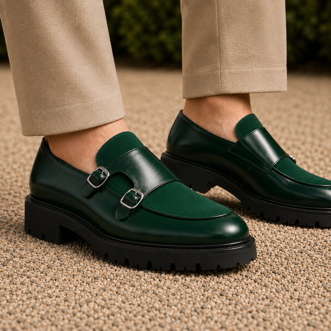 Zanetti Double Monk Shoes - Green