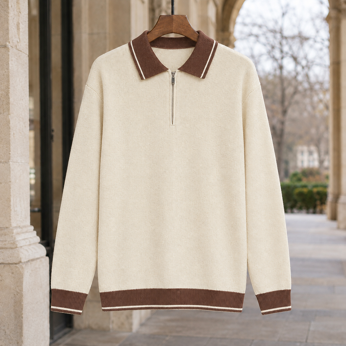 Alfred-Miles Half Zip Sweater - Apricot
