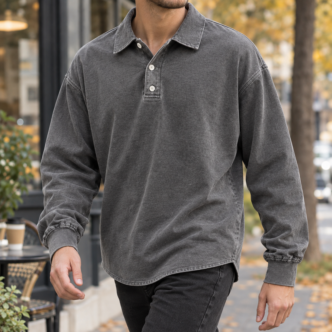 Nicodemus-Scott Relaxed Polo - Gray