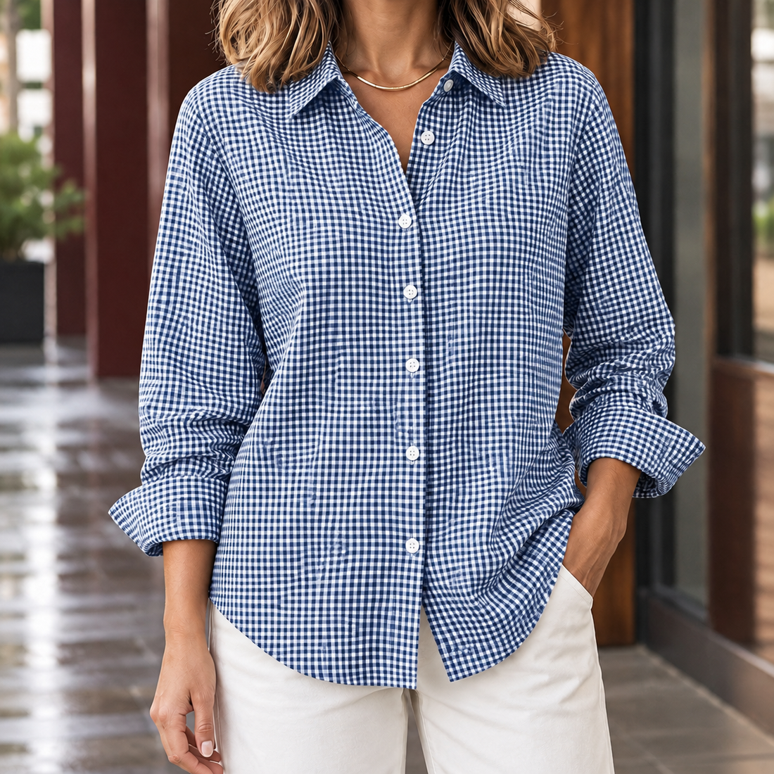 Hyacinth-Lane Collared Shirt - Blue