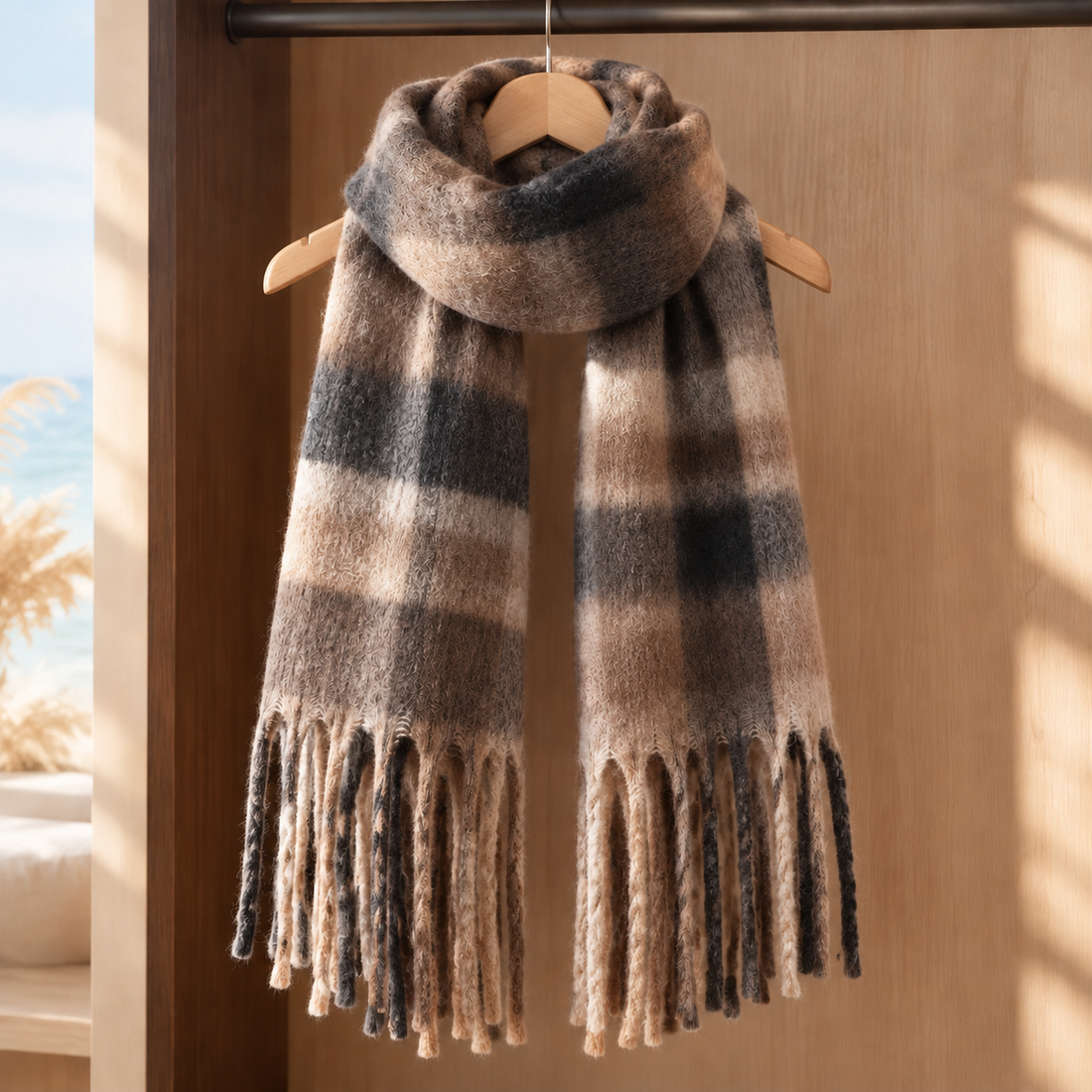 Selby Cashmere Scarf - Brown Black