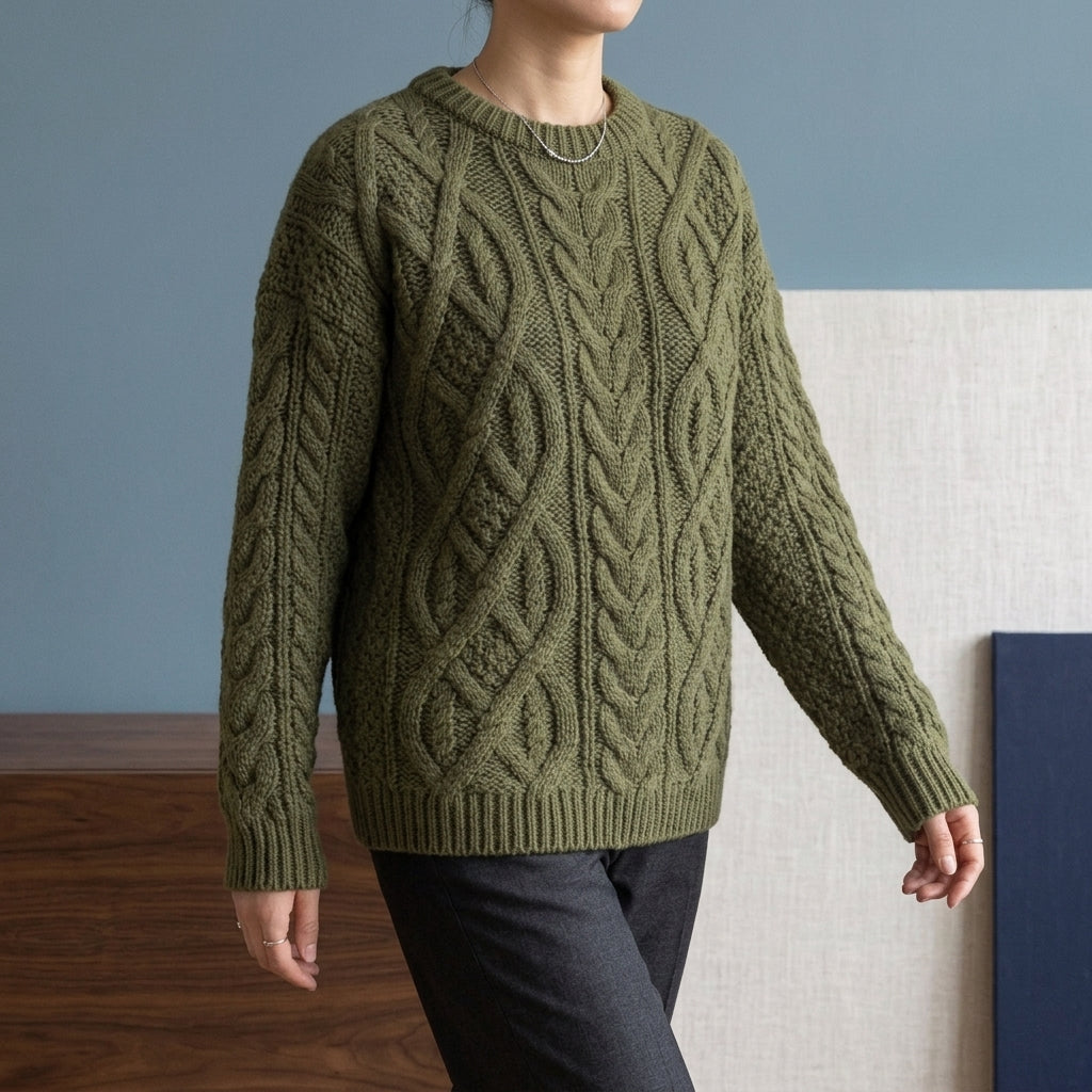 Vivienne Cable Knit Sweater - Dark Green