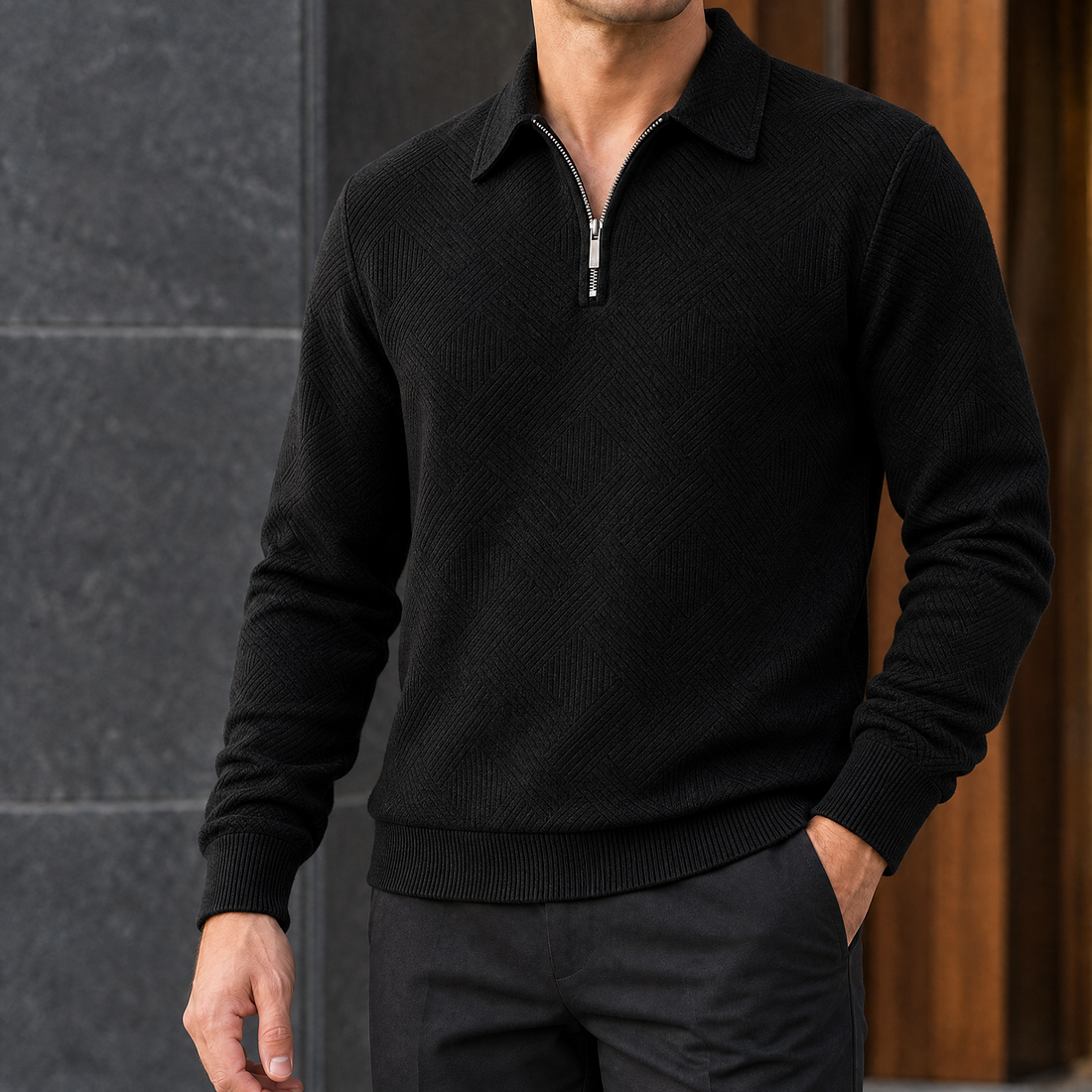Keith Half-Zip Polo - Black
