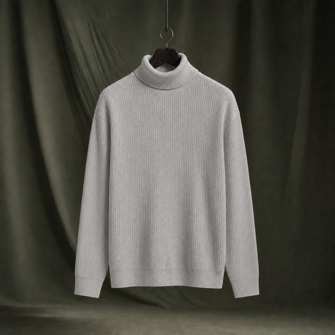 Sylvester Ribbed Turtleneck Sweater - Light Gray