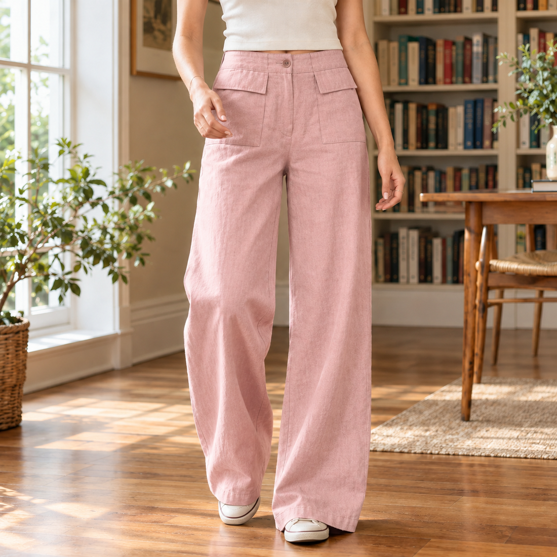 Avaline-Marie Wide Leg Pants - Pink