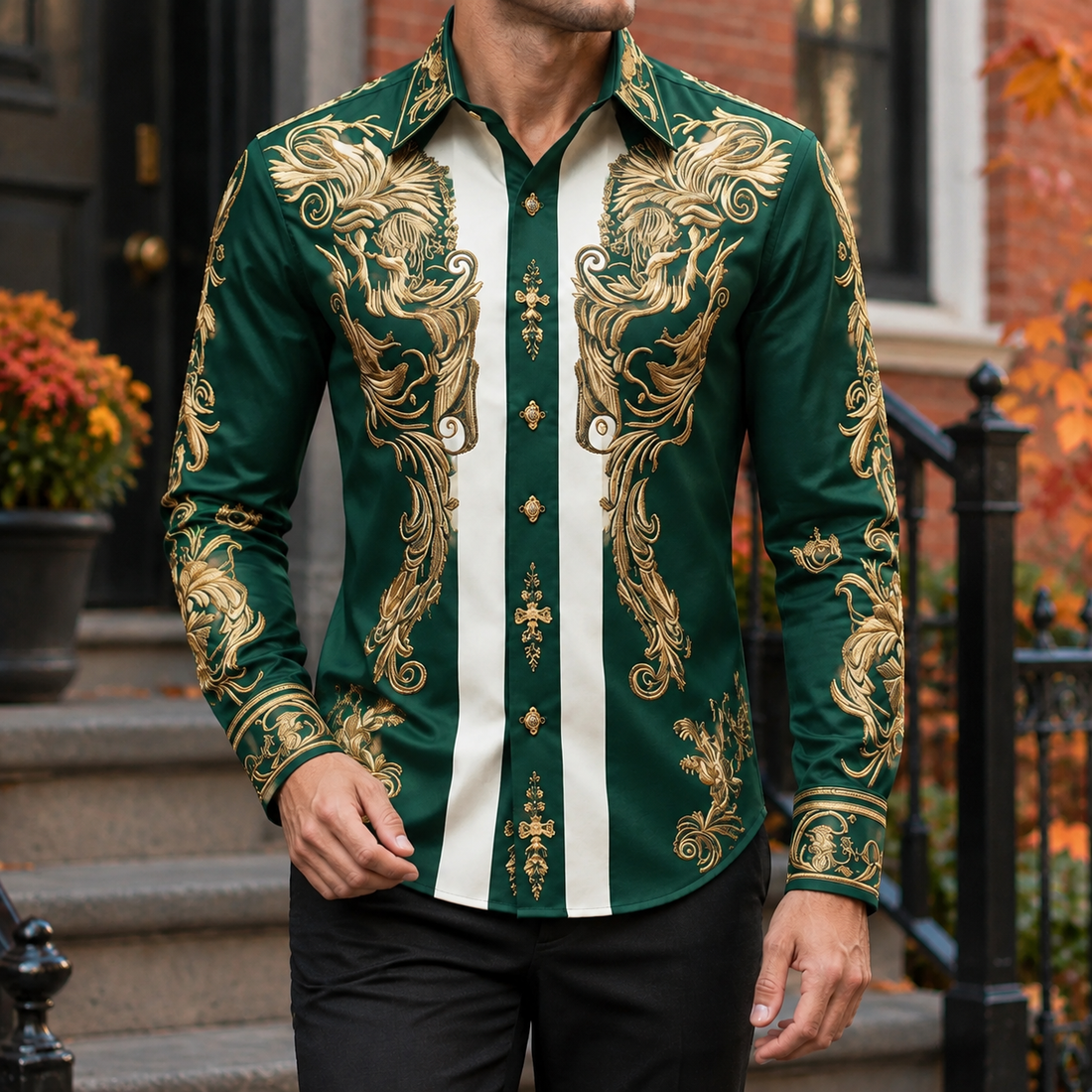 Colm Embroidered Shirt - Green