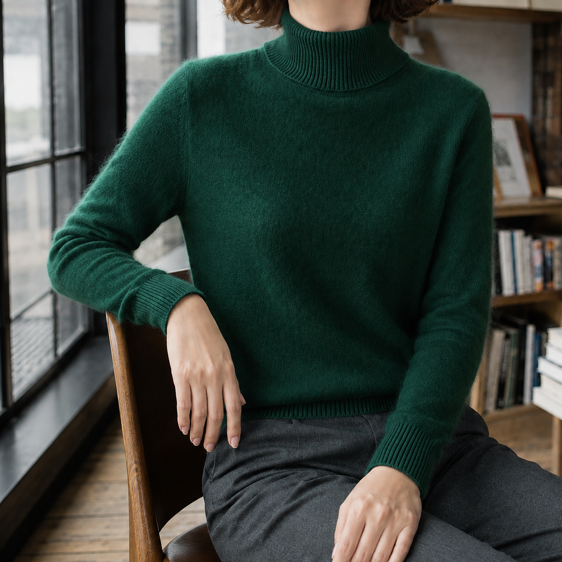 Valentina Mink Cashmere Turtleneck - Dark Green