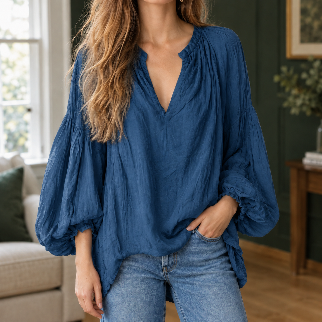 Becca Relaxed Blouse - Deepblue
