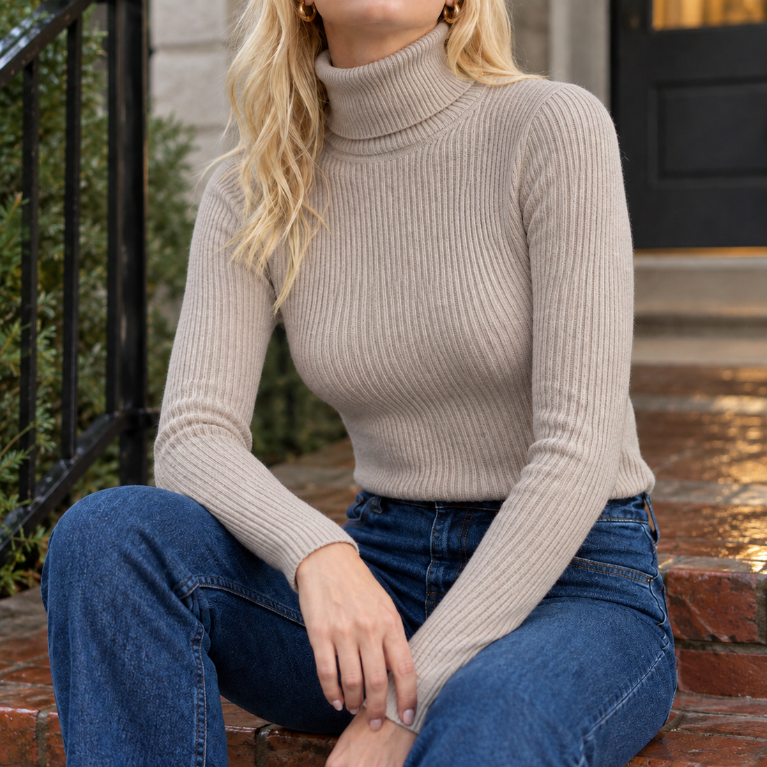 Armelle-Mae Turtleneck Sweater - Beige