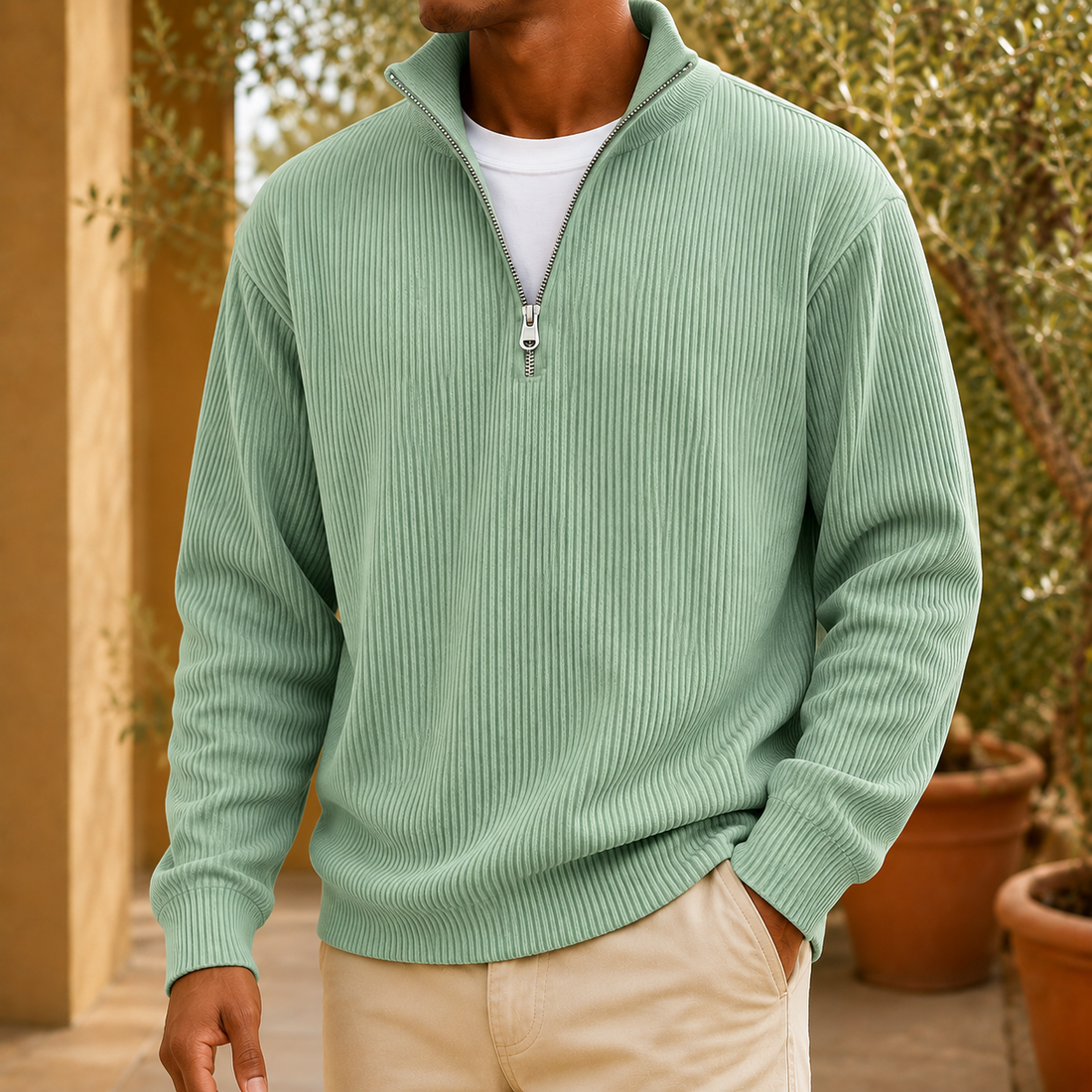 Ulric Ribbed Jacket - Sage Green