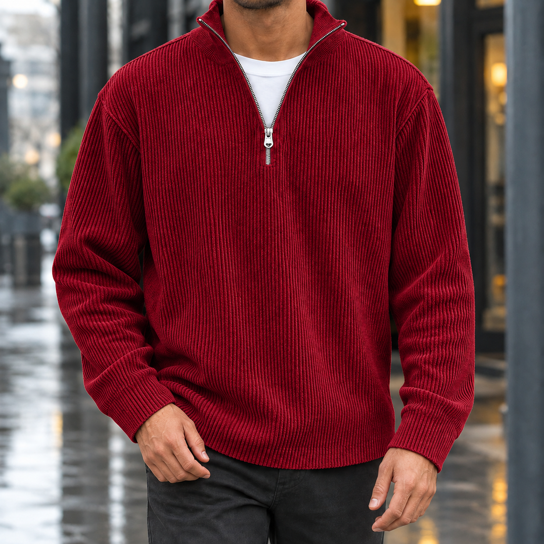 Calvin-Reid Stand Collar Pullover - Wine Red