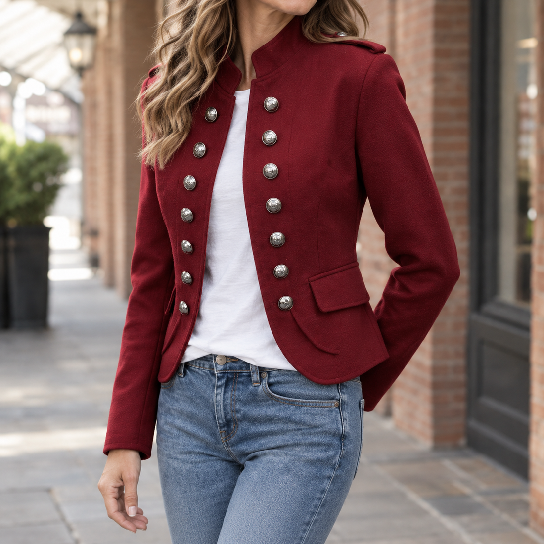 Ariadne-Lane Military Jacket - Red