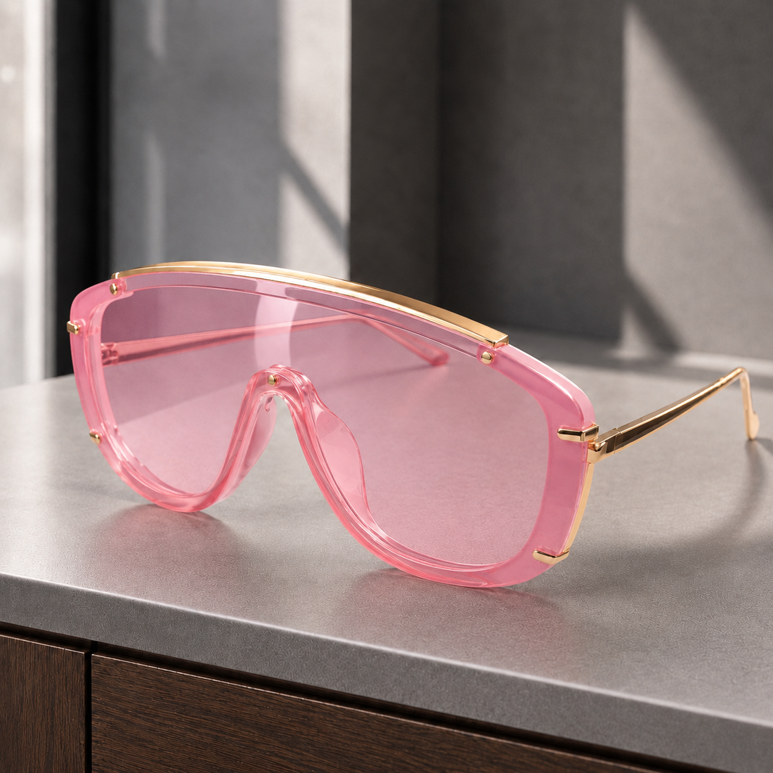Leopold Sculptural Shield Sunglasses - Pink