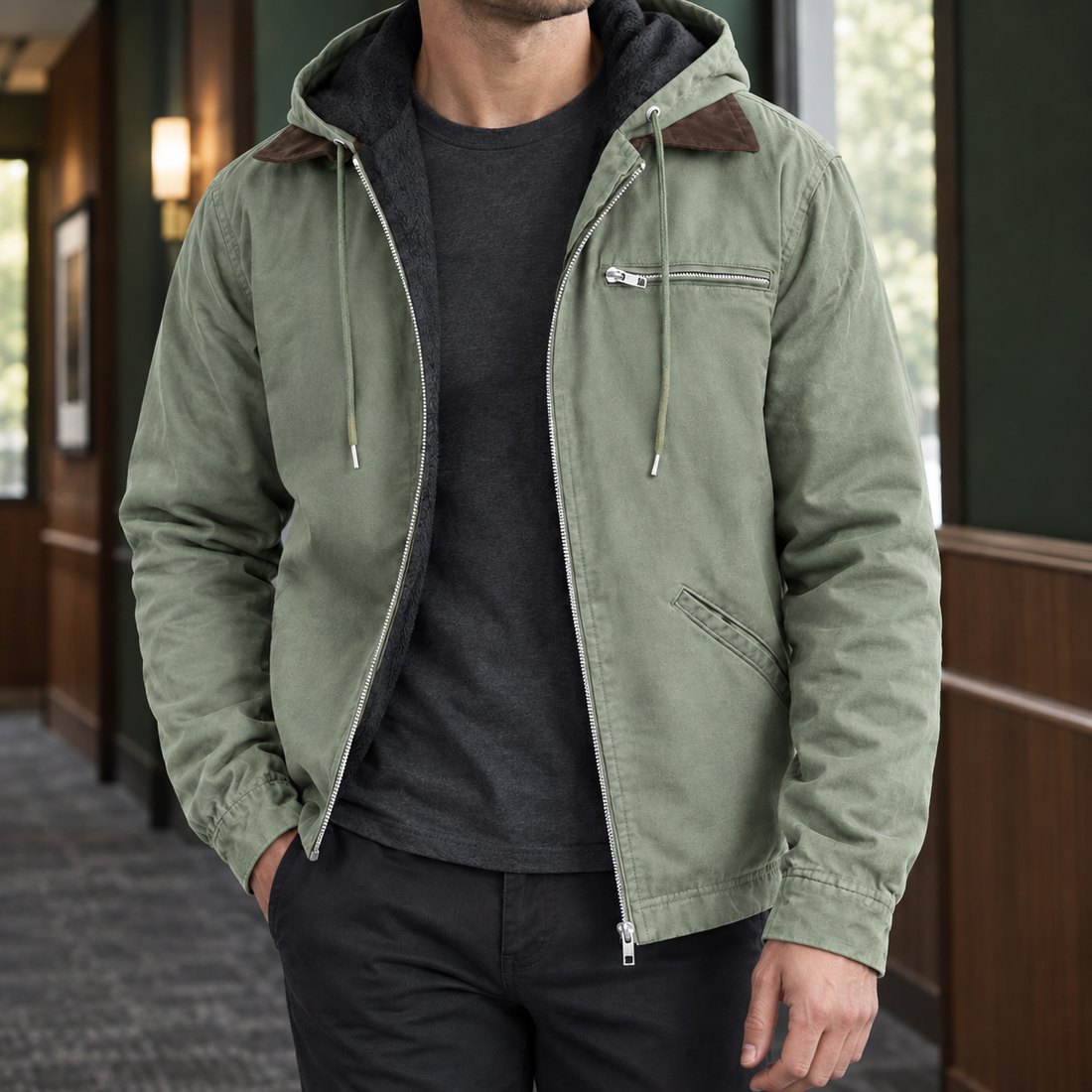 Augustus Hooded Jacket - Light Green