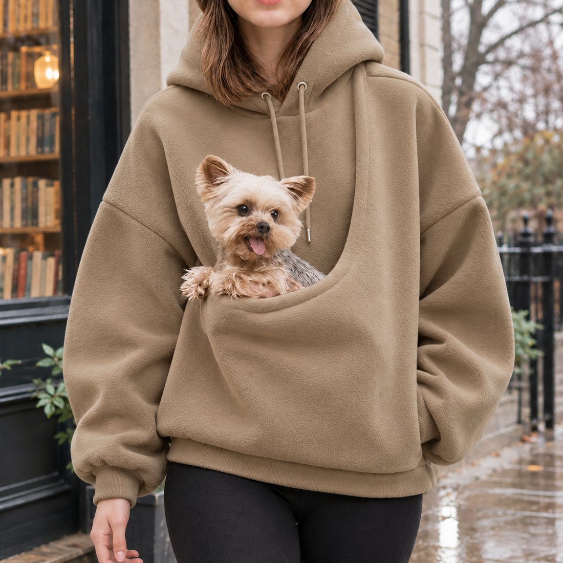Talia-Mae Fleece Pet Hoodie - Khaki