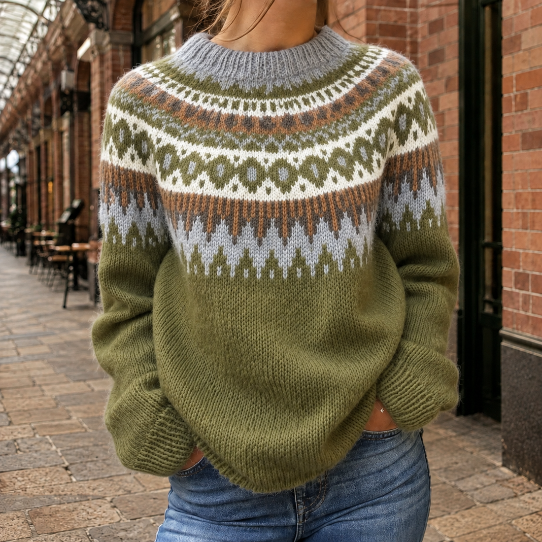 Giulia Fair Isle Sweater - Green