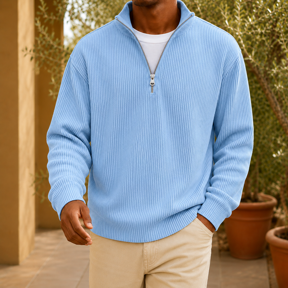 Ulric Ribbed Jacket - Light Blue