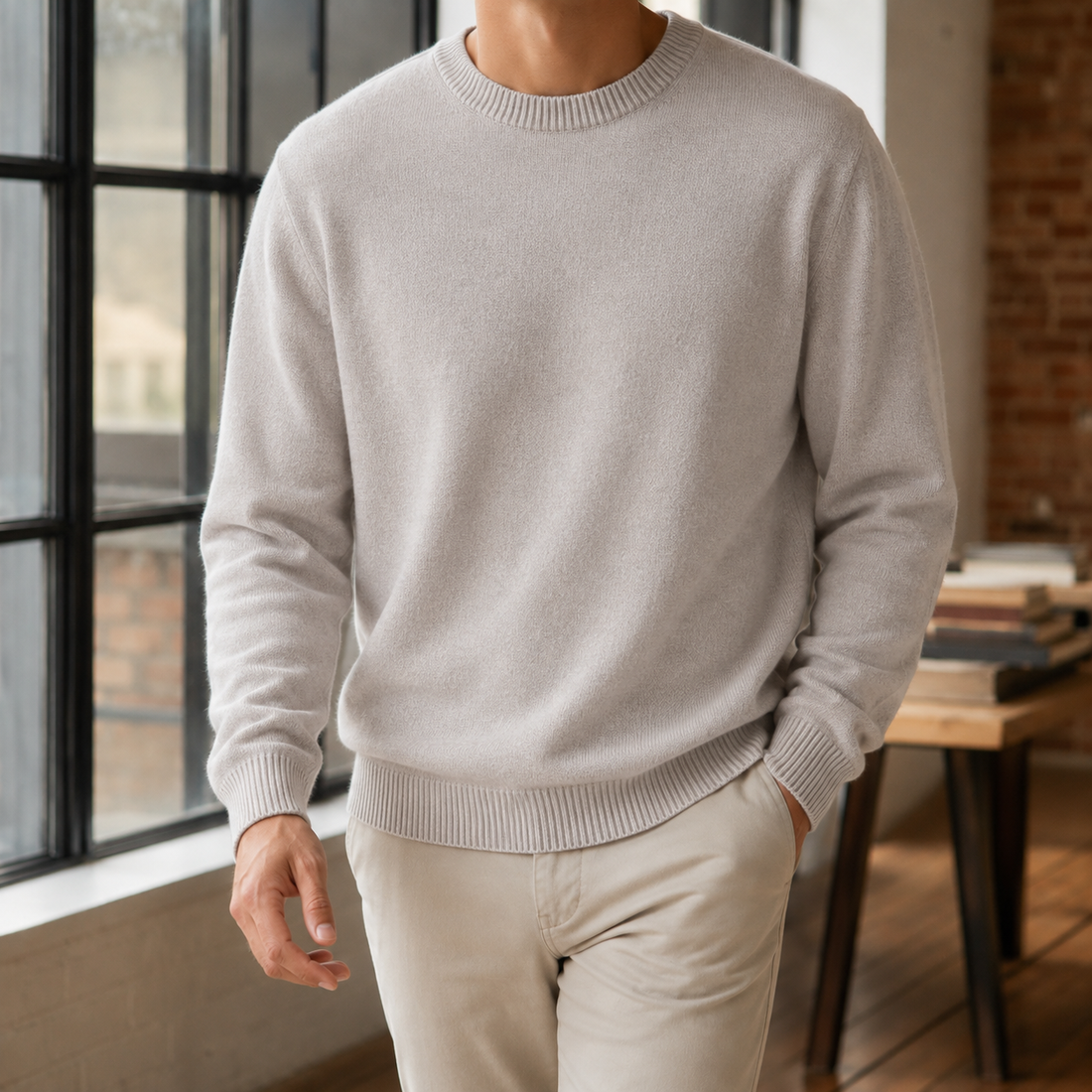 Florian Crew Neck Sweater - Khaki O