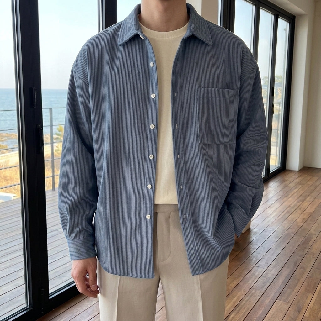 Valencia Corduroy Shirt - Dusty Blue
