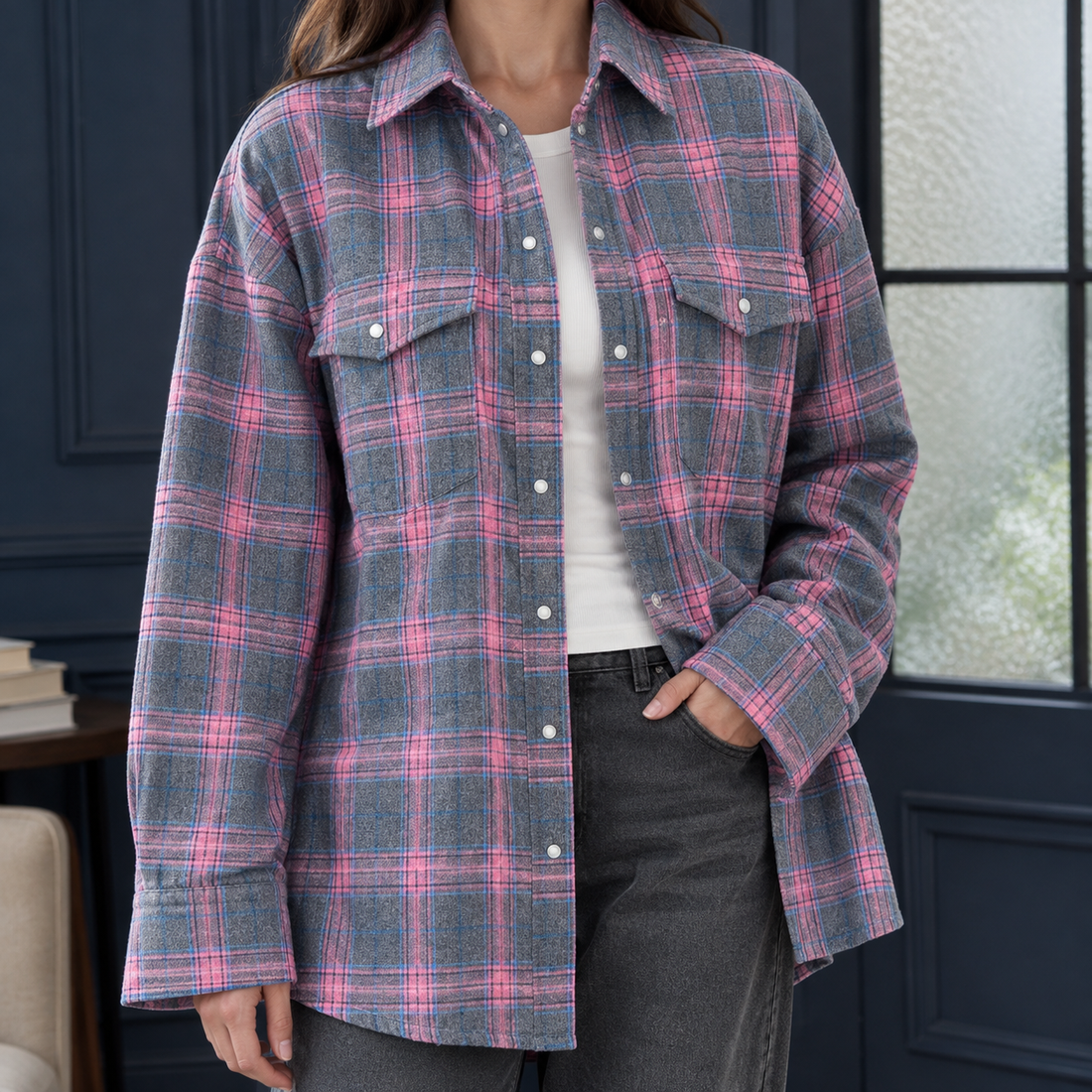 Megan-Faye Oversized Shirt - Pink