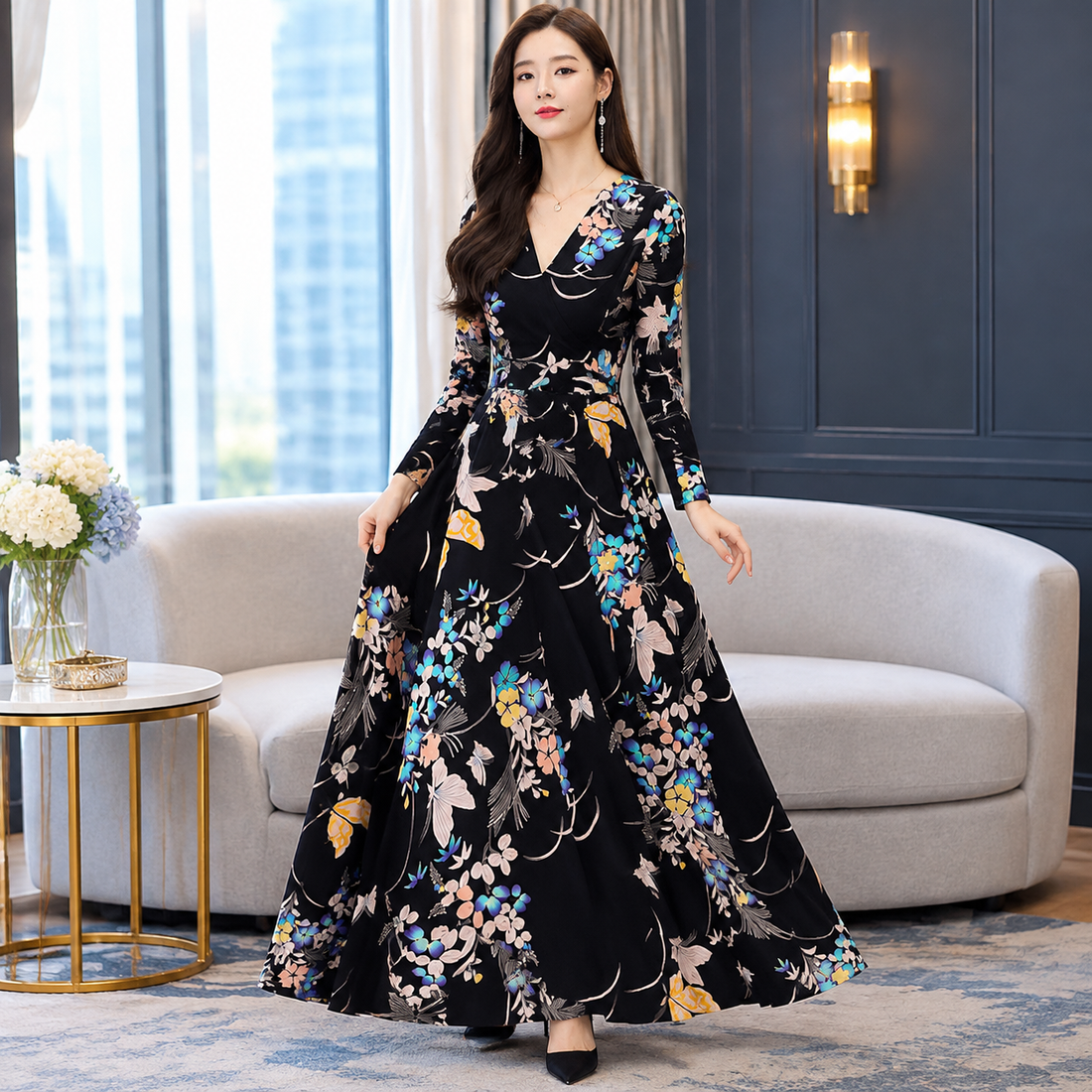 Madeline-Mae Floral Maxi Dress - Blue