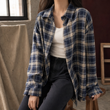 Eliana Plaid Overshirt - Navy Blue Plaid