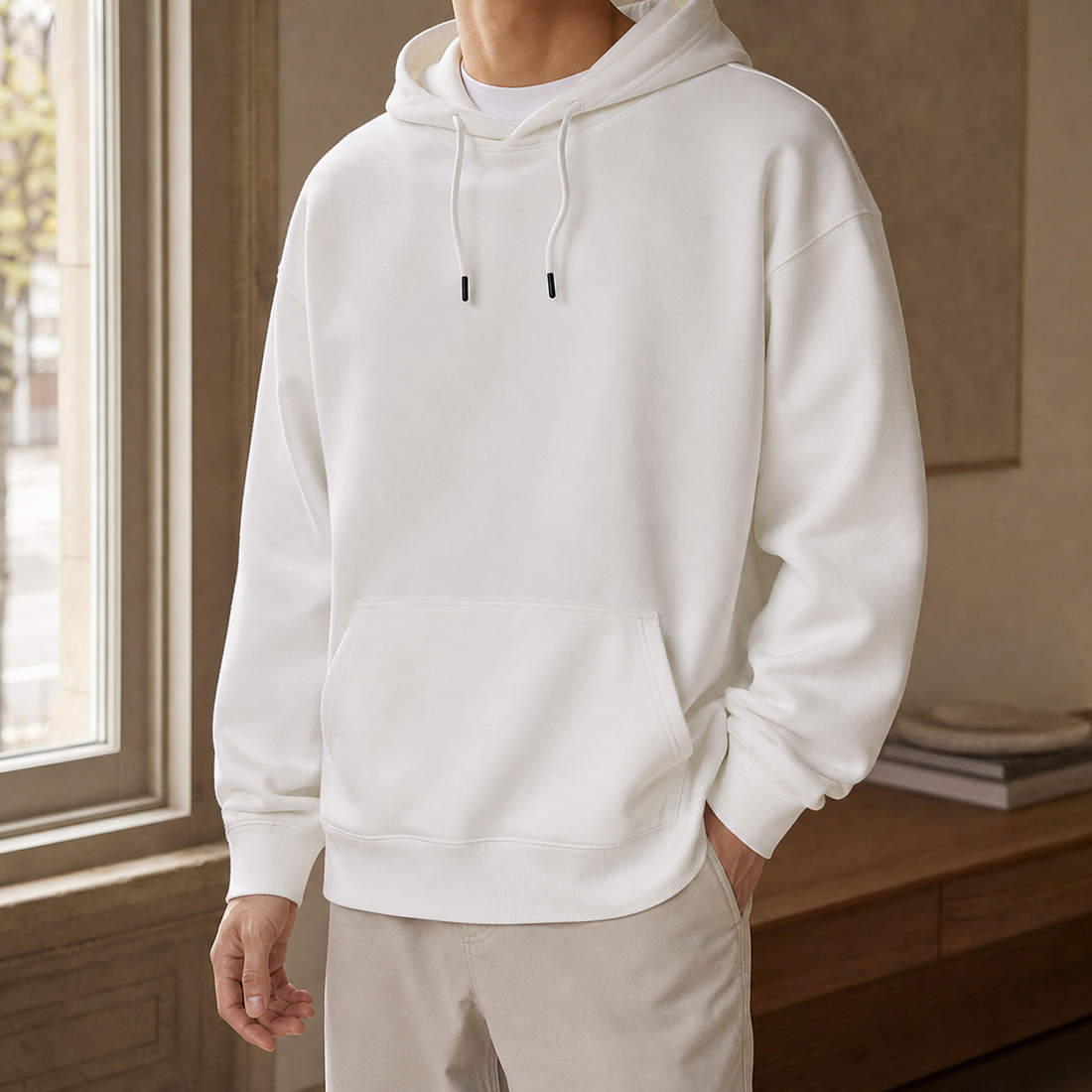 Idris-York Relaxed Hoodie - White