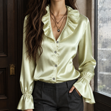 Fernanda Ruffle Blouse - Light Green