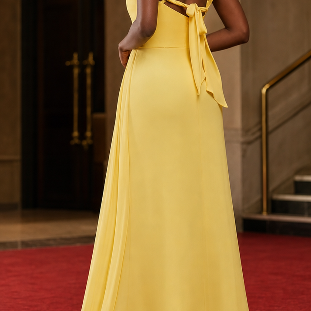 Katia-Lane Halterneck Maxi Dress - Lemon Yellow