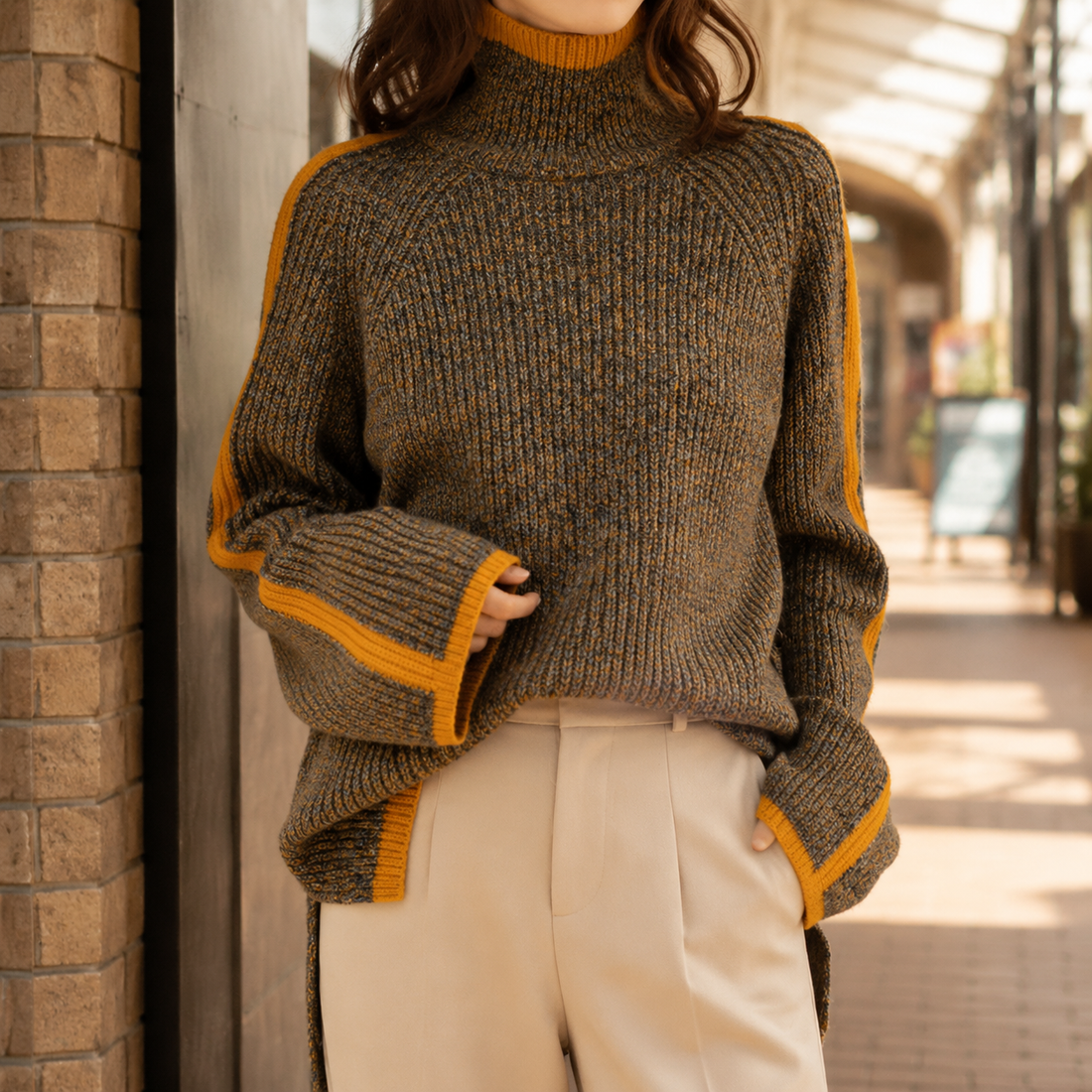 Bianca Ribbed Sweater - Brown
