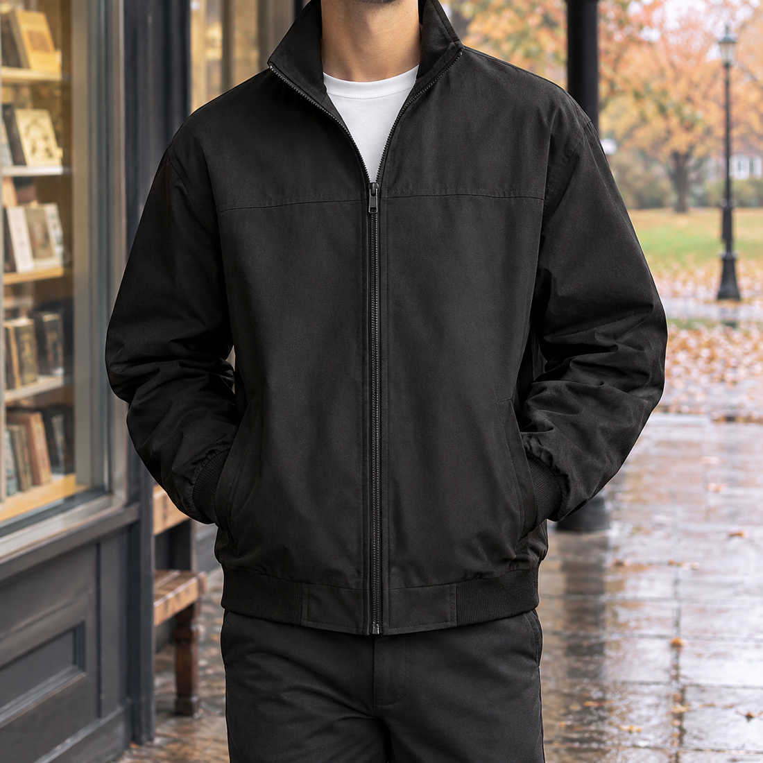 Hadrian-Ellis Stand Collar Jacket - Black