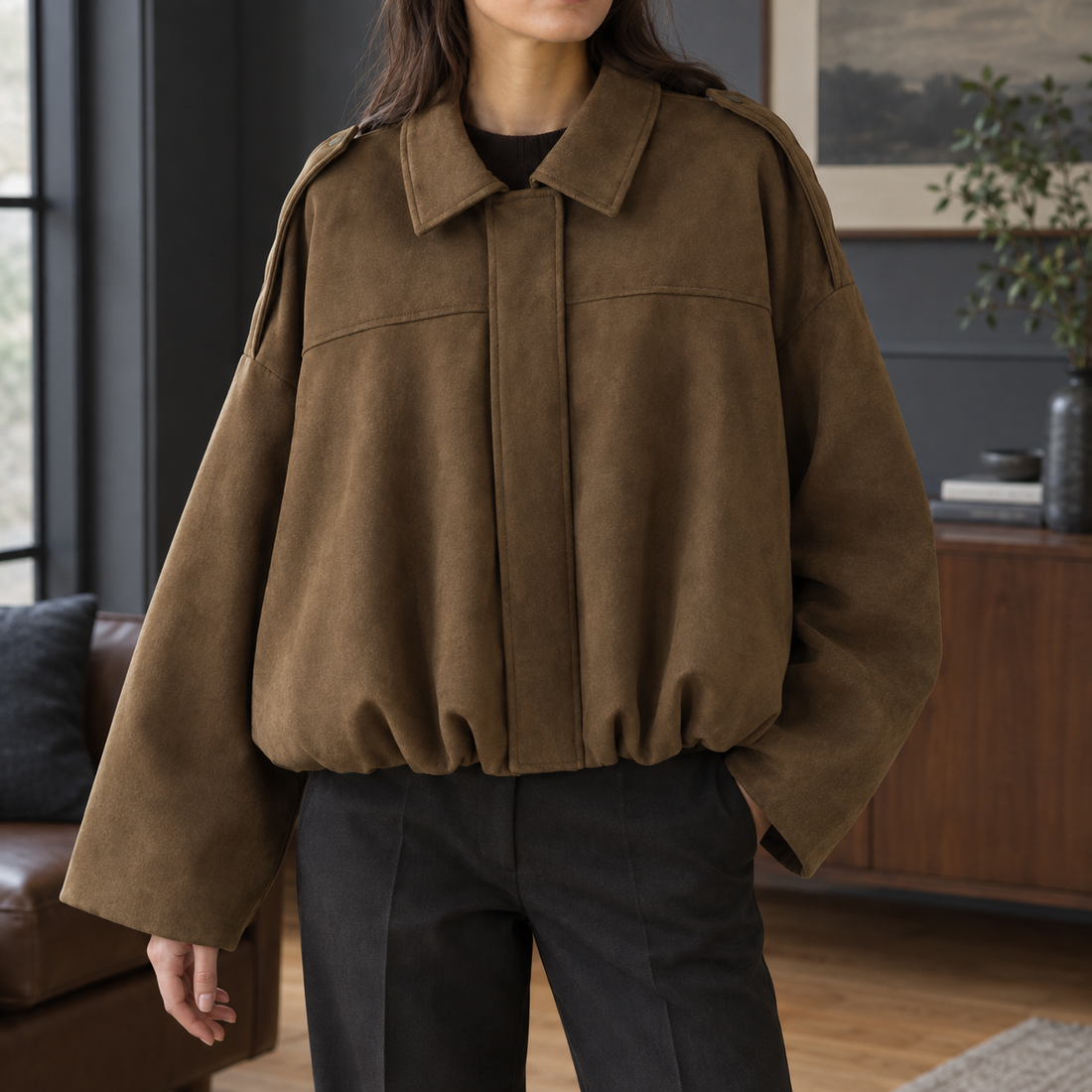 Salome Cashmere Bomber Jacket - Brown