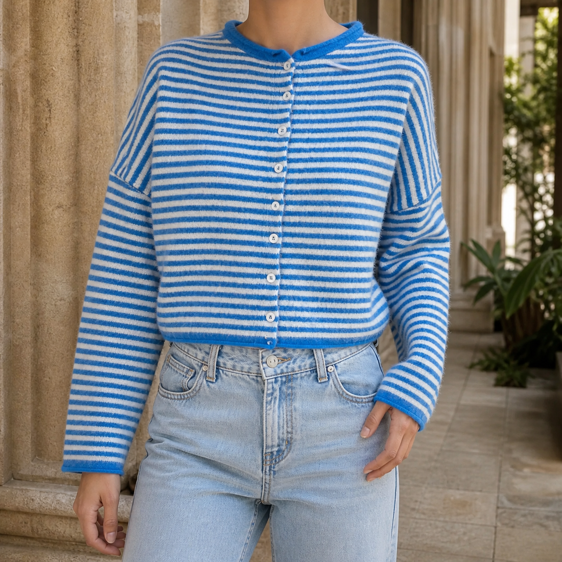 Colette-Kate Striped Sweater - Sky Blue