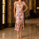 Fenella-Jade Embroidered Midi Dress - Lavender Floral
