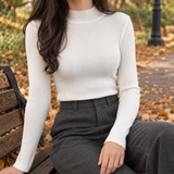 Violetta-Hope Mock Neck Sweater - White