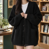 Thalia-Grace Ribbed Cardigan - Black