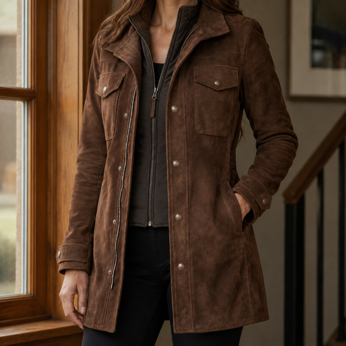 Rosalie-Claire Suede Jacket - Brown
