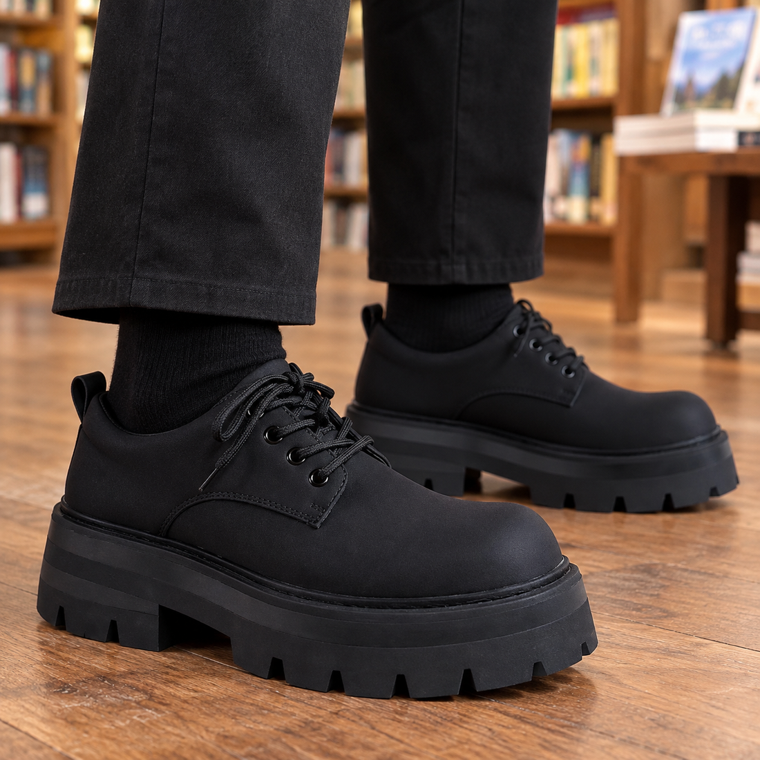 Orvieto Platform Derby Shoes - Black