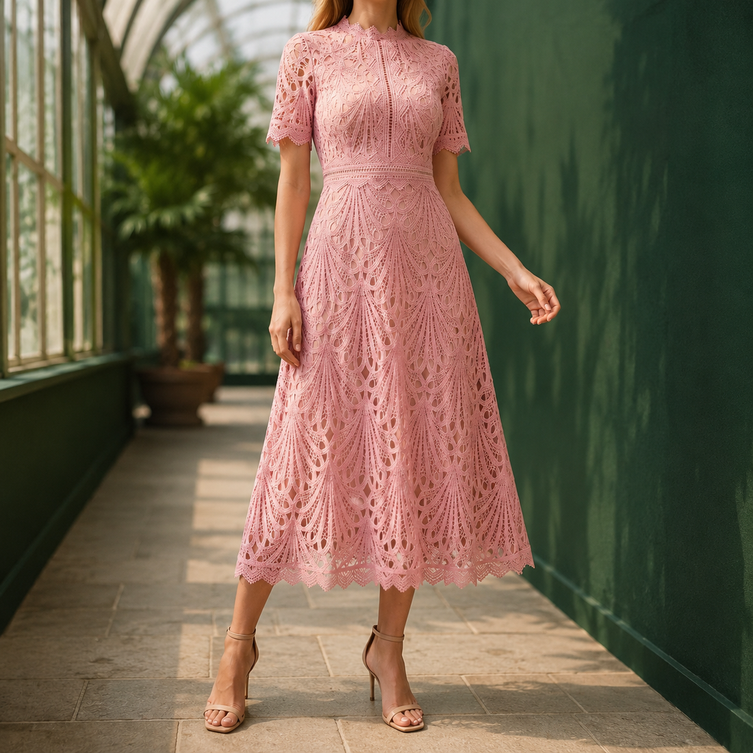 Ramona High Neck Dress - Pink