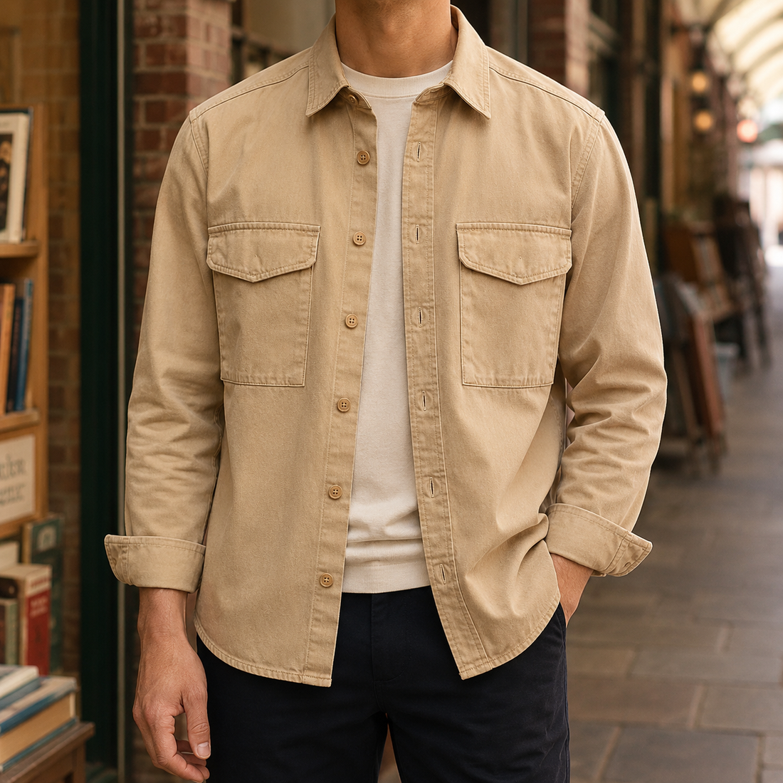 Dominic Utility Shirt - Light Khaki