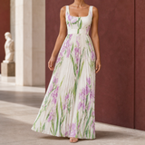 Orla-Grace Pleated Maxi Dress - White Purple