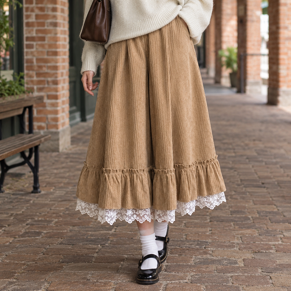 Abigail-Rae Ruffle Culottes - Khaki