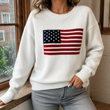 Elena Flag Sweater - White